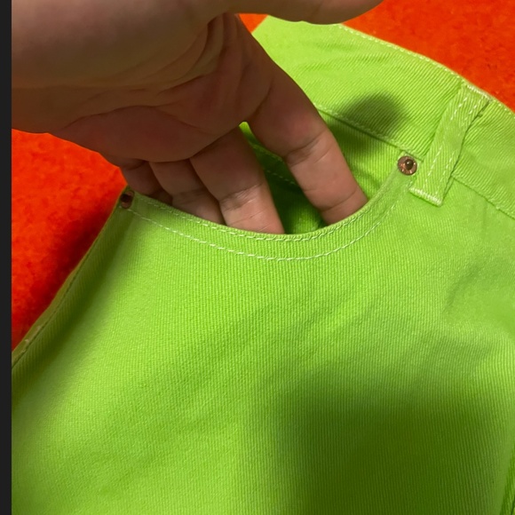 Lime green organic cotton high rise straight leg jeans NWT - Picture 3 of 6